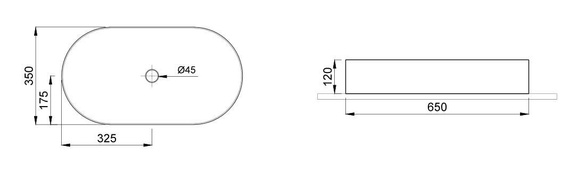SLIM 65 Umywalka nablatowa 35x65 biała