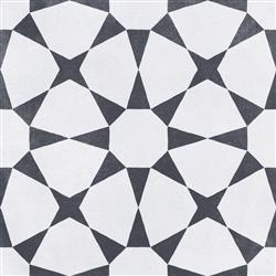 CUBAN WHITE STAR Płytka gresowa 22.3x22.3 biało-czarna mat