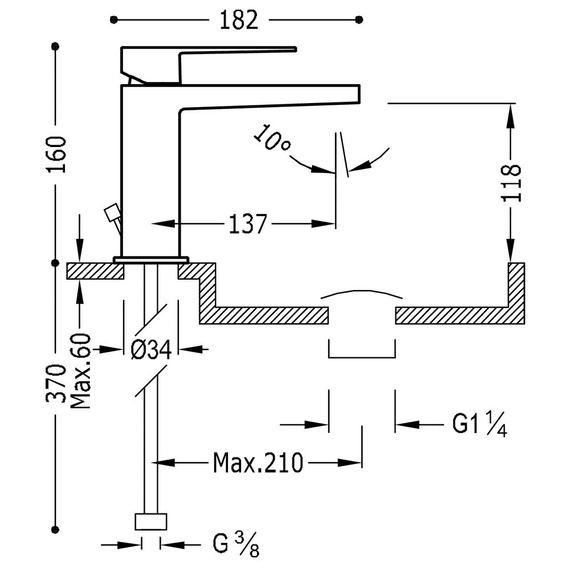 SLIM-TRES Bateria umywalkowa z korkiem automatycznym chrom