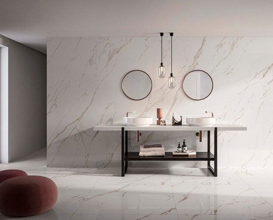 MARMOKER STATUARIO G Płytka gresowa 90x90 biała lucido 10 mm