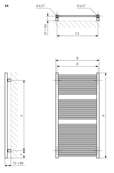MIKE Grzejnik pionowy 43x133.5 RAL9016 biały