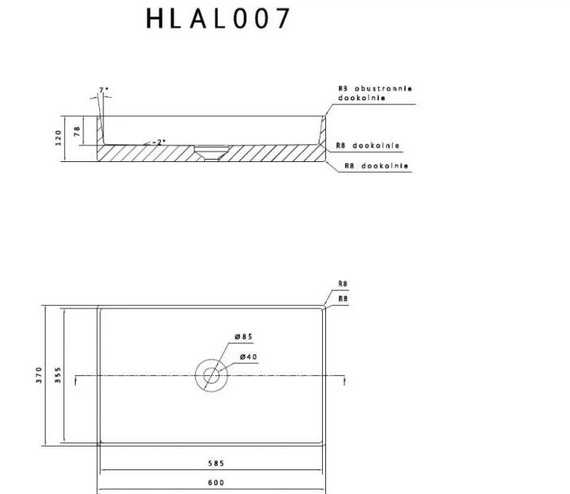 SLIM 60 Umywalka nablatowa 37x60 indigo matt