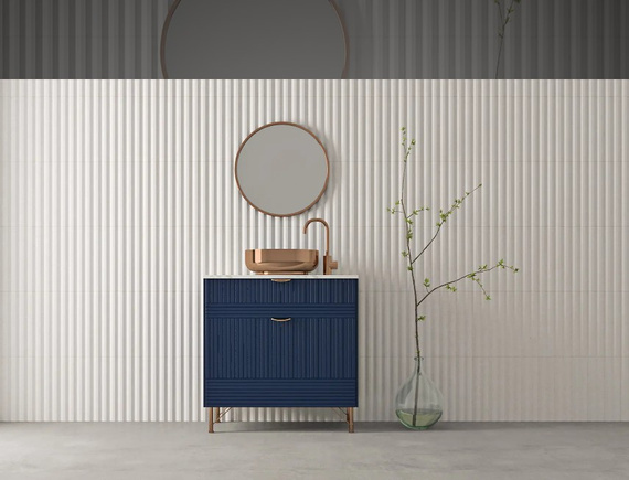 STRIPES WHITE STONE Płytka ceramiczna 7.5x30 biała mat 8mm