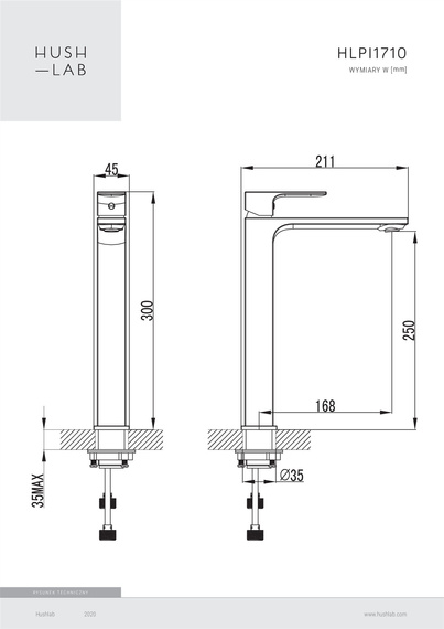 PIATTO Bateria umywalkowa wysoka chrom