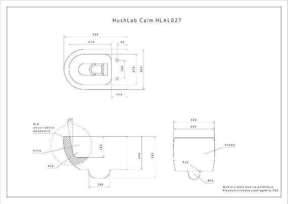 CALM RIMLESS Miska wisząca 35x55 różowa mat