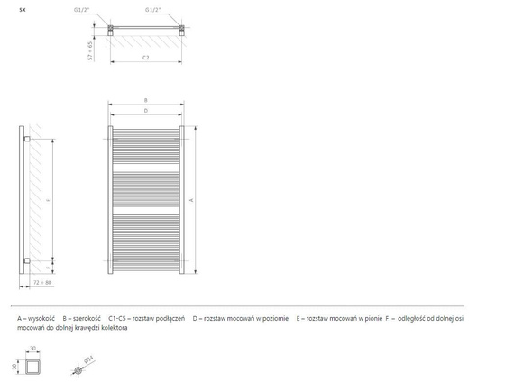 MIKE Grzejnik pionowy 43x103.5 wodny niebieski 5012