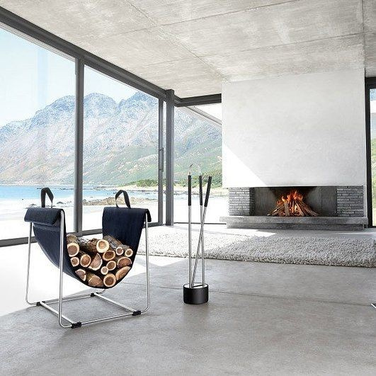 Stojak na drewno czarny/chrom