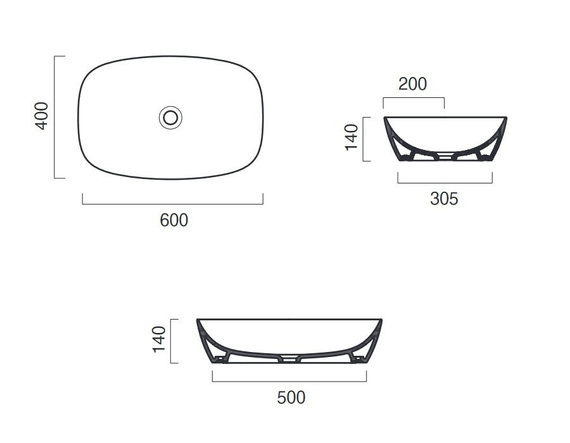 ALVEA Umywalka nablatowa 40x60 biała