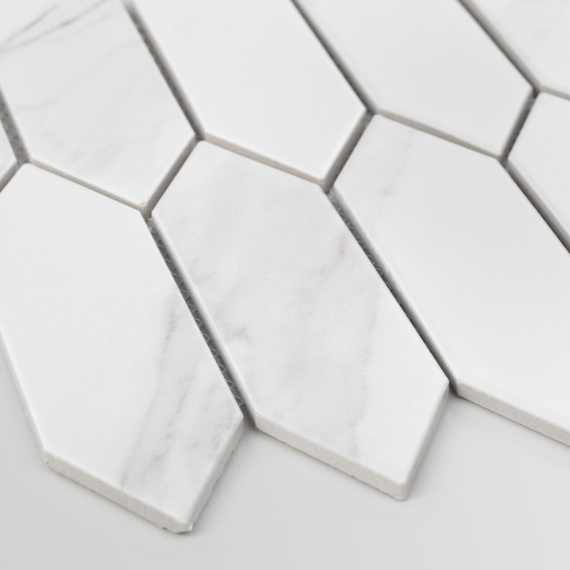 HEKSALONG MARBLE Mozaika ceramiczna 25x31.3 biała mat