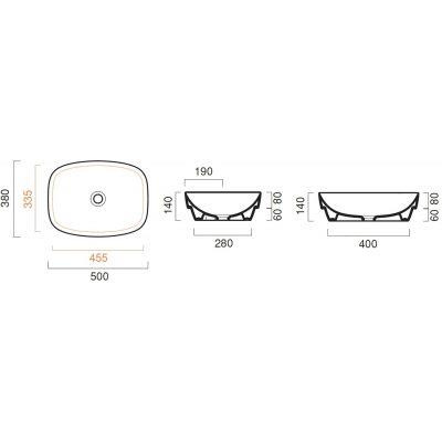 ALVEA Umywalka nablatowa 38x50 biała bez przelewu