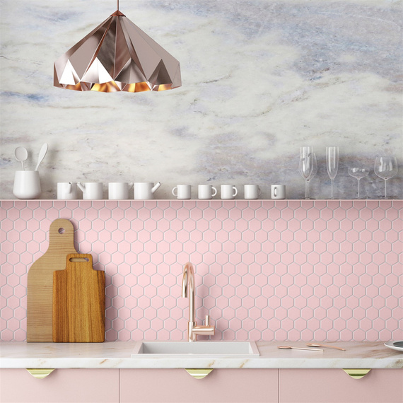 HEXAGON PINK Mozaika ceramiczna 27.1x28.2 różowa mat