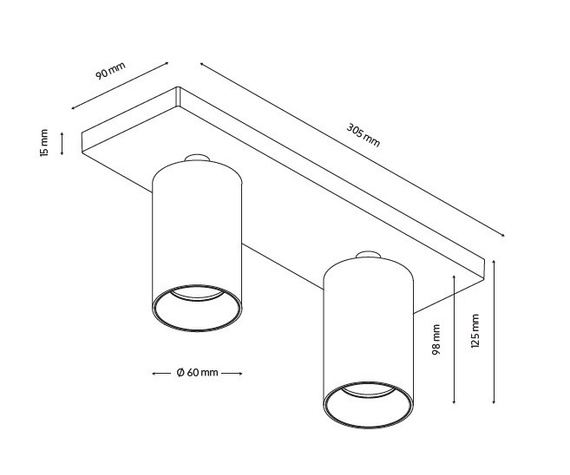 SPOT BLACK 2xGU10 Oprawa natynkowa 35W/8W LED czarna