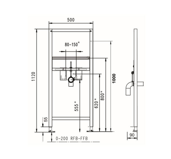 BASINBASE112 Stelaż podtynkowy do umywalki 112cm