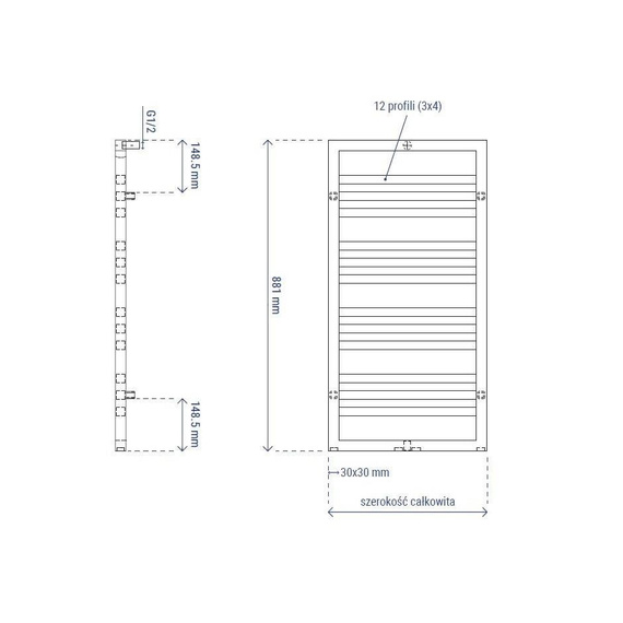 LEAN Grzejnik pionowy 50x88,1 cm antracytowy 0346 500W