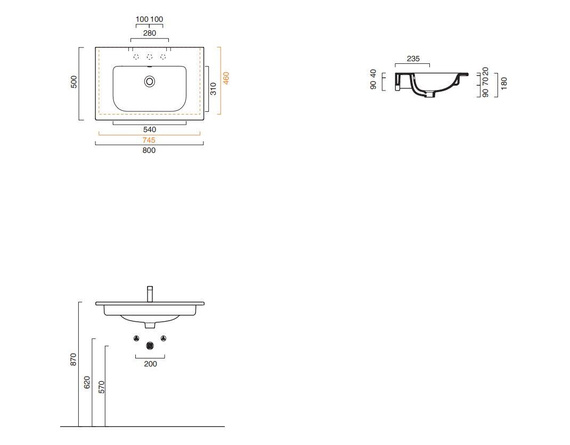 ITALY Umywalka wisząca 50x80 biała