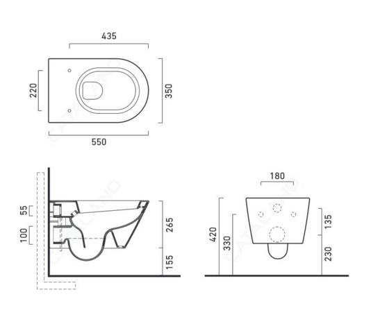 ZERO Miska wisząca z deską wolnoopadającą 35x55 biała