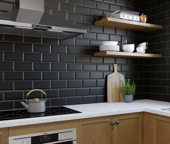 METRO BLACK MATT Płytka ceramiczna 7.5x15 czarna mat