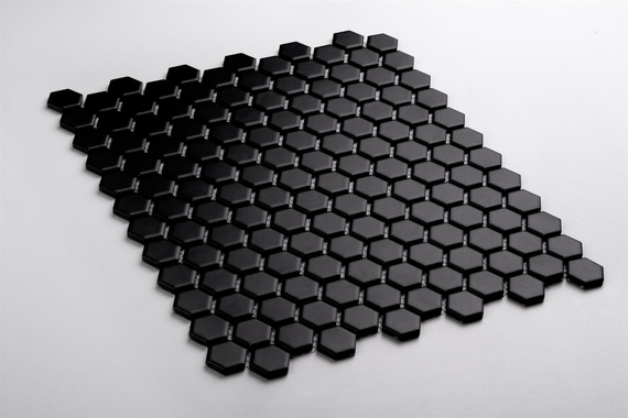 HEXAGON MAŁY Mozaika ceramiczna 26x30 czarna mat