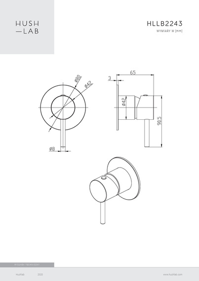 LUKKA BLACK Bateria natryskowa podtynkowa czarny mat