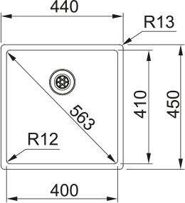 BOX BXX 210/110-40 Zlewozmywak 44x45 stal szczotkowana