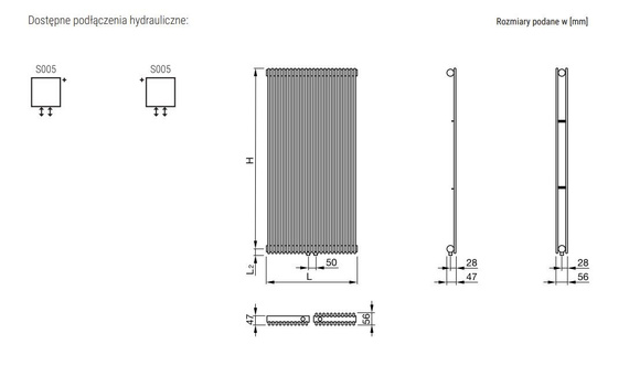 FAT VERTICAL Grzejnik pionowy 61.1x205 biały 9016 S005