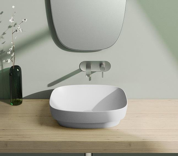 ALVEA Umywalka nablatowa 38x50 bianco satinato mat