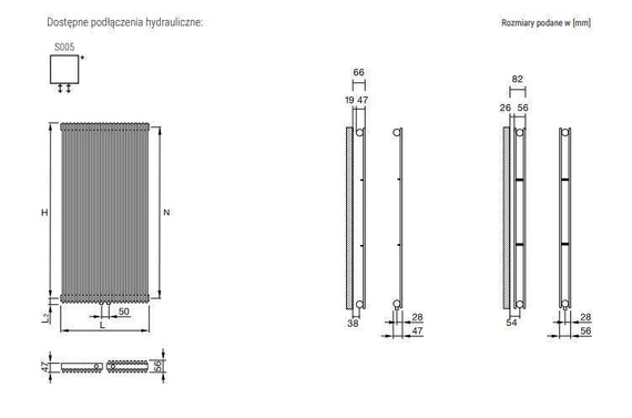 FAT VERTICAL Grzejnik pionowy pojedynczy 34.2X185 grey aluminium 9007