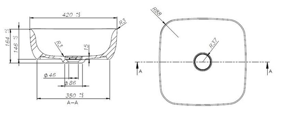 LEON Umywalka nablatowa 46.5x46.5 biała