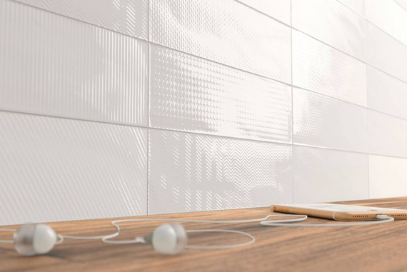 GRADIENT DECOR WHITE Płytka ceramiczna 7.5x30 biała połysk