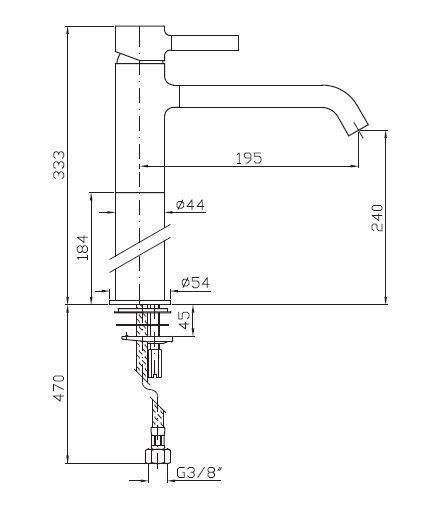 PAN Bateria umywalkowa stojąca czarna mat