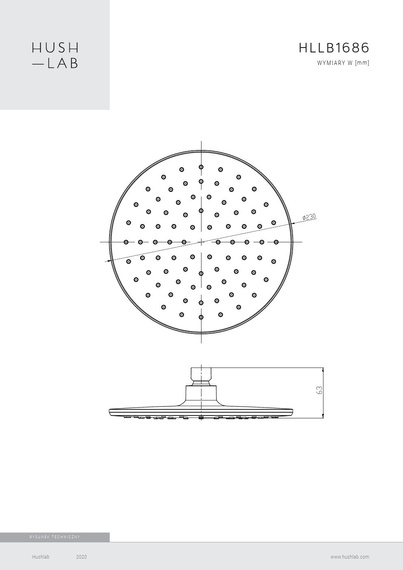 LUKKA BLACK Deszczownica 23x23 cm czarny mat