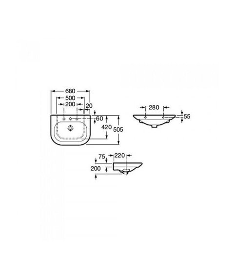 NEXO Umywalka wisząca 50.5x68 biała