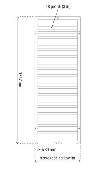 LEAN Grzejnik pionowy 50x125.7 czarny mat 0557