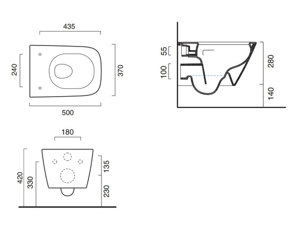 GREEN NF 50 WC Miska wisząca WC 37x50 biała