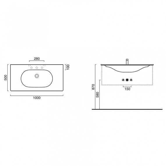 HORIZON Umywalka meblowa 50x100 biała