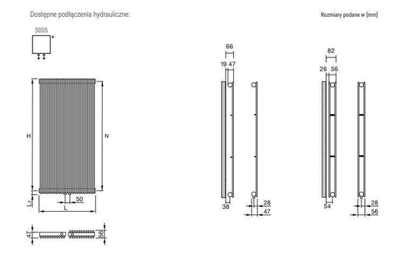 FAT VERTICAL Grzejnik pionowy pojedynczy 34.2X185 grey aluminium 9007