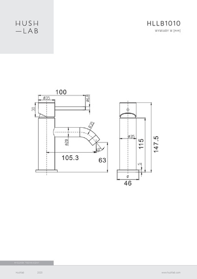 LUKKA BLACK Bateria umywalkowa stojąca czarny mat