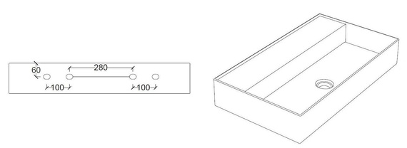 INLOVE 80S Umywalka wisząca 45x80 biała z otworem