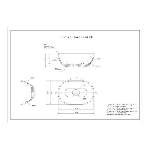 CLOUD Umywalka nablatowa 32x45 biała