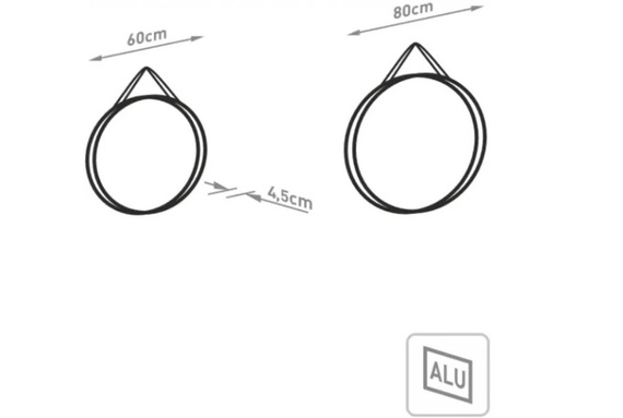 OLYMP BELT 80 Lustro z ramą okrągłe o średnicy 80 cm czarne