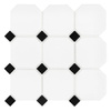 OCTAGON WHITE 95 MAT Mozaika 29.6x29.6 biało-czarna mat