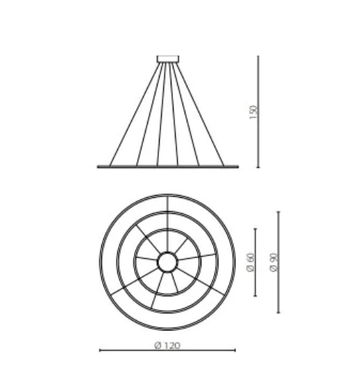 ECHO Żyrandol czarny 3000K