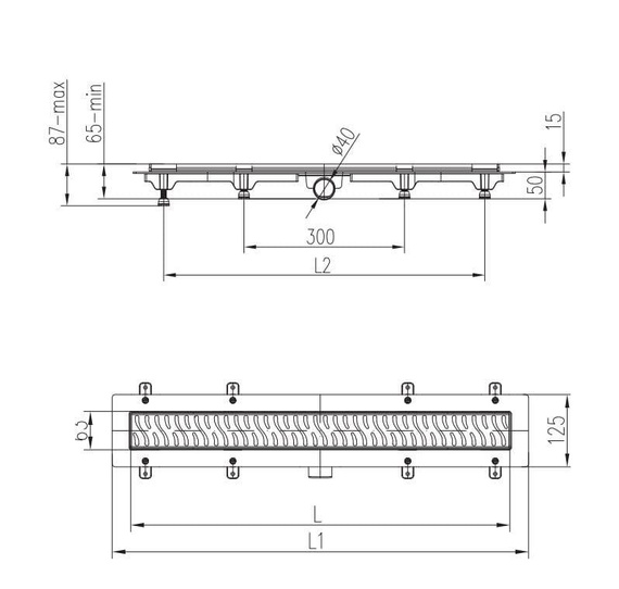 JOMO EXCLUSIVE 40 Odpływ liniowy 65 cm czarny mat
