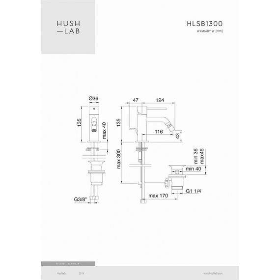 SIENA BLACK Bateria bidetowa czarny mat