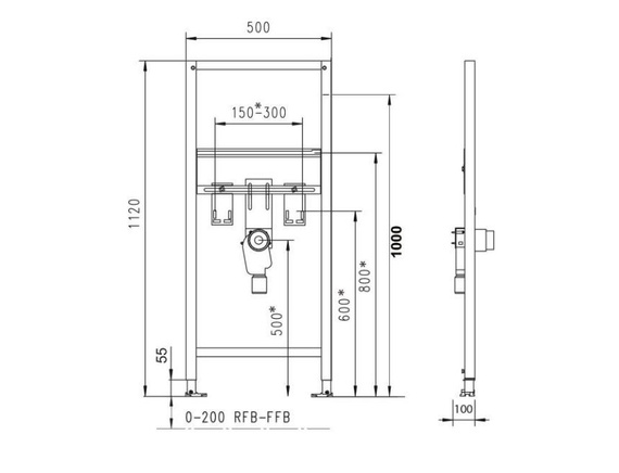 NPS BASINBASE Stelaż podtynkowy do umywalki 112 cm