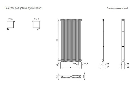 FAT VERTICAL Grzejnik pionowy pojedynczy 34.5X145 biały mat 0556