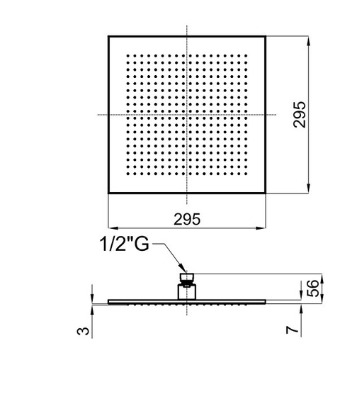 SQUARE Deszczownica ścienna 295X295MM