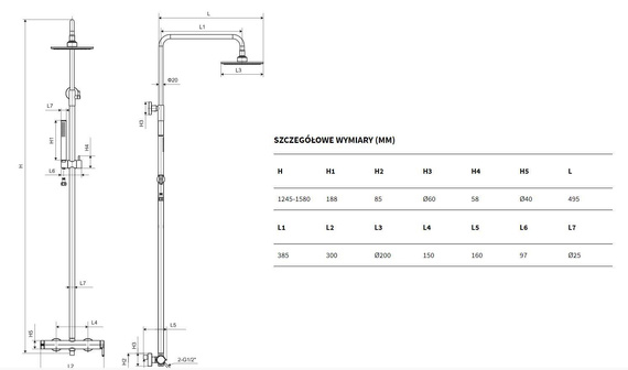 PI Zestaw prysznicowy chrom
