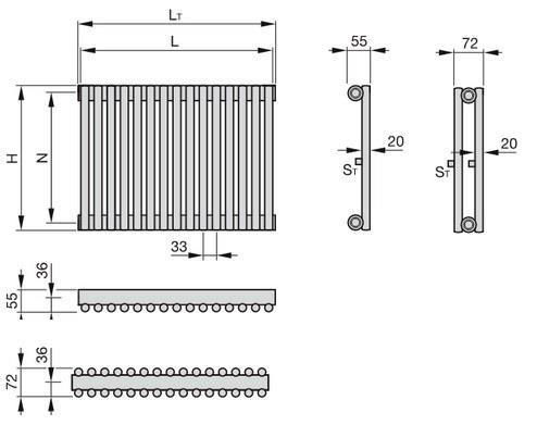 KLEO Grzejnik poziomy 36.5x150 czarny jet black 9005
