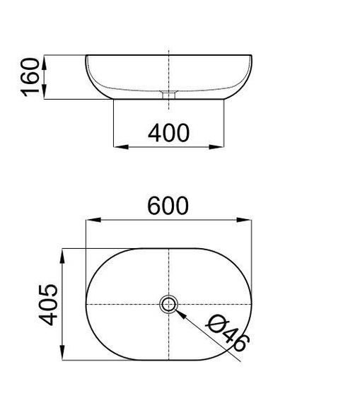 SLENDER Umywalka nablatowa 40x60 biała
